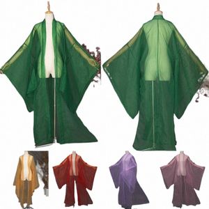 Antico cinese Hanfu tinta unita tulle cardigan cappotto manica larga classica danza popolare costume performance sul palco foto abbigliamento e926 #