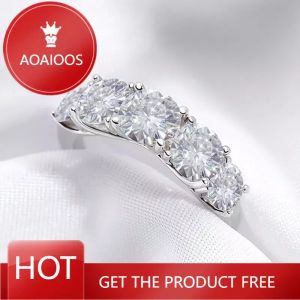 Rings DRring 18k Plated 3.6CT All Moissanite Rings for Women 5 Stones Sparkling Diamond Wedding Band S925 Sterling Silver Jewelry GRA