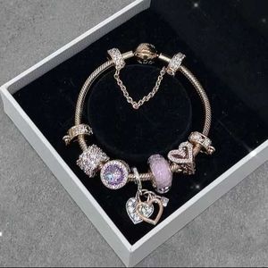 Fantawild S925 Selling SterlingSier Bracet Rose Gold Heart Series Daisyシリーズ恋人