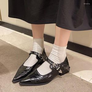 Casual Shoes Pointed Shallow Cut Fashionable Single Shoe Women's Street Trend Cool Splice Low Heel Small Leather