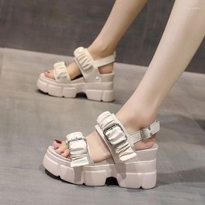 Casual Shoes Comfort for Women Luxury Sandals Clogs With Heel Suit Female Beige 2024 Summer Fashion Beach Tjock Low Black Outside High