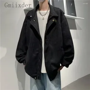 メンズジャケットアメリカンレトロスエードスタンドカラージャケット2024韓国の春のワークウェアファッショントレンドルーズニッチトップフレッシュ