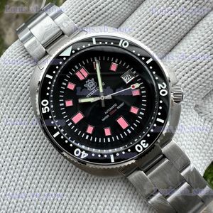 その他の時計SD1970Rリミテッドサプライスチールデイブブランド44mmステンレススチールセラミックベゼル200M防水NH35男性用の自動ダイビングワッチT240329