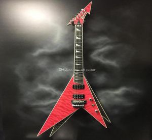 Cuatom Roman Özet V İkiz Gitar Vinnie Vincent Uçan V Çift V Pembe Elektrik Gitar Floyd Rose Tremolo Köprüsü Ebony Fingerbo5645728