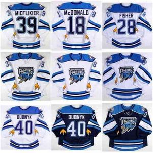 24S 374040tage Men Springfield Falcons hockey jersey 40 Devan Dubnyk Jacob Micflikier 18 Colin McDonald Glenn Fisher Customize any name and number