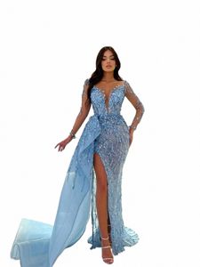 sexy Sweetheart Neck Evening Gown 2024 Charming Side Slit Party Dr Romantic Sequined Floor Length Gowns Vestidos De Novia j45V#