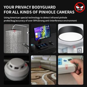 Neues Upgrade Anti Candid Hidden Camera Detektor Anti-Diebstahl Alarm Hotel Pinhole Infrarot Automatisches Bugs-Scanner-Gerät USB-Ladung
