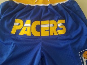 Mens''indiana'''pacers''shortsバスケットボールレトロメッシュ刺繍カジュアルアスレチックジムチームショーツ