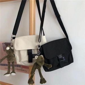 Shoulder Bags Canvas Messenger For Women Crossbody Bag Teenager Girl Female Satchels Casual Tote Handbags With Frog Pendant