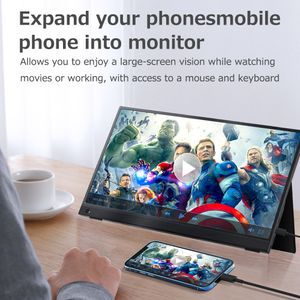 Portable Monitor IPS Pekskärm 15.6 tum 1080p USB C HDMI-kompatibel speldisplay för Switch PS5 Xbox MacBook Pro Phone PC