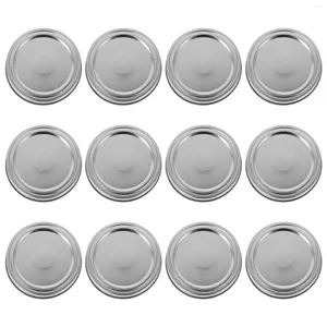 Lagringsflaskor 12 Set Wide Mouth Lids Jar Regelbundna stora praktiska täcken med ringar Iron Mason