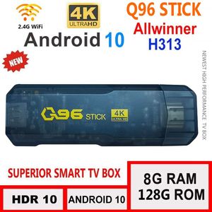 1 st Q96 8GB+128GB Dongle Smart TV Box Android Allwinner H313 Quad Core 2.4G WiFi 4K HD Top Box TV Stick H.265 Home Theater