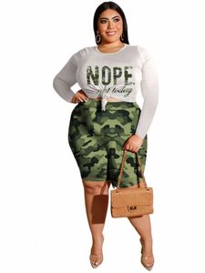 cm.yaya plus size impresso conjunto feminino manga curta camiseta e calças na altura do joelho conjunto 2023 chique dois 2 peça conjunto roupas agasalho t8tz #