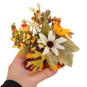 装飾的な花屋外秋の装飾人工太陽の花ハロウィーンミニの葉のカボチャのポグラル小道具