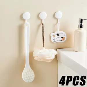 Hooks 1/4pcs White Self Adhesive Plastic Hook Bathroom Wall Robe Towel Hanger Coat Clothes Bag Rack Kitchen Storage Organizer Hardware