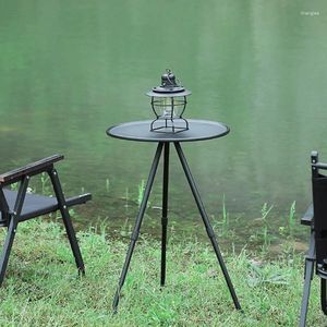 Camp Furniture Outdoor Folding Round Table Portable Liftable Aluminum Alloy Camping Accessories