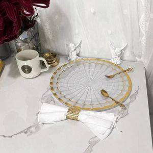 Decorative Figurines 100pcs 13inch Clear Plastic Tray Home Service Plate Wedding Party Dessert Cake Banquet Table Organizer Charger