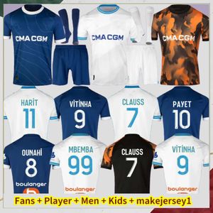 23 24 GUENDOUZI PAYET Mens Soccer Jerseys VITINHA BALERDI GIGOT MBEMBA TOURE GUEYE DIENG PAU LOPEZ Home Away 3rd Goalkeeper Football Shirts Short Sleeve