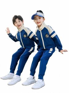 kindergarten uniform and school uniform set for elementary school students Spring and Autumn first grade children's sports wear. N95f#