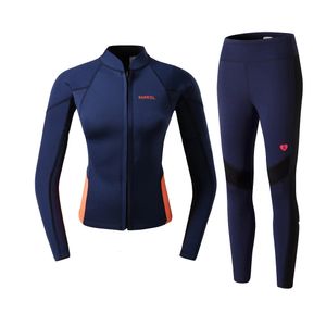 Muta da immersione profonda da donna Muta in neoprene divisa a maniche lunghe Abbigliamento da immersione Mantieni calda Giacca Moda Surf Snorkeling Pantaloni Tuta da 2 mm 240321