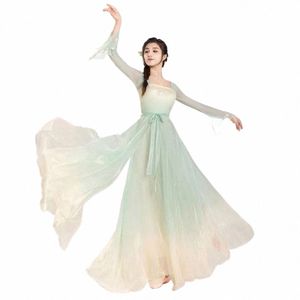 Traje de dança clássica super imortal feminino fluindo traje chinês antigo Hanfu traje de dança clássica 05wV #