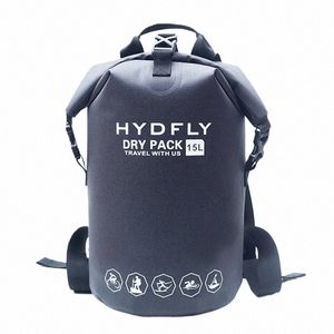 15L Hydfly 600D TPU Sport Dış Mekan Su Geçirmez Mühürlü Kuru Çanta Sırt Çantası Watersport Plajı Sörf Su geçirmez Torba Sırt Çantası P3JB#