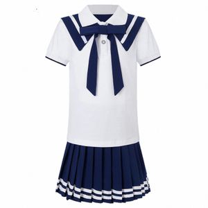 Kinder Mädchen Student Schuluniformen Fi Preppy Style Tops mit Faltenrock Schulmädchen Chor Bühnenauftritt Outfits I3nx #