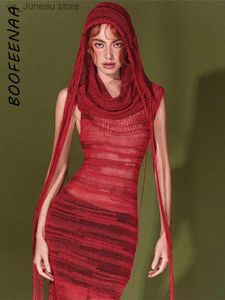 فساتين أساسية غير رسمية boofnaa مقنعين الفساتين الطويلة الحمراء سوداء من خلال فستان متبكى strtwear y2k ملابس مثير الزي امرأة c71-dg31 t240330