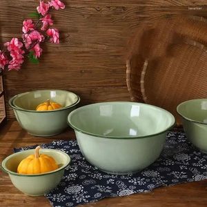 Bowls Thicken Retro Enamel Supplies Fruit Serving Mixing Salad Kitchen Bowl Basin Storage Vintage