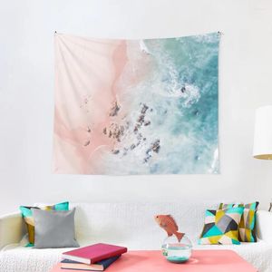 Wandteppiche Sea Bliss – Aerial Pink Beach Ocean Pography von Ingrid Beddoes Tapisserie Nordic Home Decor