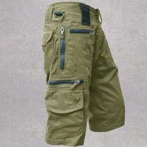 Men's Military Uniform Cargo Shorts Tactical Jogging Shorts Solid Color Multi-Pocket Summer Casual Straight Cargo Shorts Men