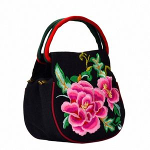 2019 Ny Natial Wind Embroidered Bag Women's Brodery Small Bag Black Portable Double BACH CANGE Mobile Phe Q0QR#