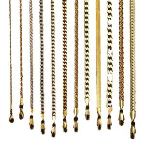 dla mężczyzn kobiety pszeniczne rycie linowe kubańska łańcuch wypełniony złotem Naszyjniki ze stali nierdzewnej męskiej biżuterii Hurtowa
