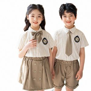 Crianças Uniformes Escolares Define Estudante Meninos Meninas Verão Cott Crianças Japonês Doce Saia Plissada Shorts Ternos Bonito Coreano A7sa #