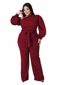 wmstar Plus Size Women Clothes Jumpsuit Fall Solid Left Off Shoulder with Ses Offiice Ladies Romper Wholesale Dropship N92b#