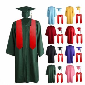 Adulto Graduati Vestido Cap Set Uniforme Escolar Unissex Cosplay Bachelor Costume College University Ceremy Suit Mulheres Homens Presente x0H6 #