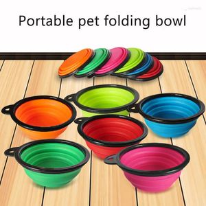 Cão vestuário transer tigela portátil dobrável dobrável silicone pet gato comida água alimentação viagem cor aleatória