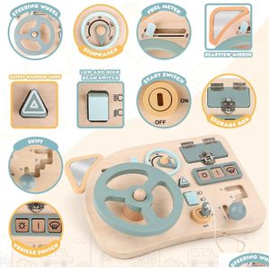 Intelligens Toys Montessori Toy Steering Wheel Wood Busy Board Sensory For Toddlers Förskolan Travel Learning Aktiviteter 240117 Dro Dheao