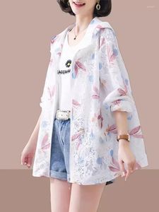 Women's Jackets 2024 Summer Loose Sun Protection Clothing Female Thin Hooded Overcoats Ladies Print Casual Sunscreen S66