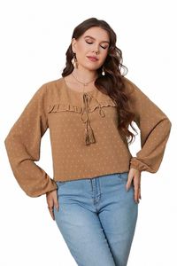 elegante e giovanile Plus Size per le donne Casual Lg Sleeve Leisure Loose Fi Camicette Plus Size Offerte economiche T-shirt grafica n1eM #