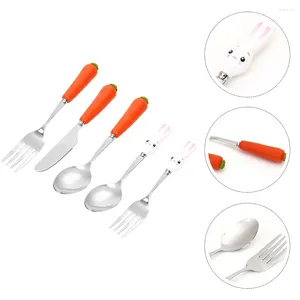 Flatware Sets Soup Spoons Spoon Utensils Reusable Cutlery Set Stainless Steel Portable Fork Child