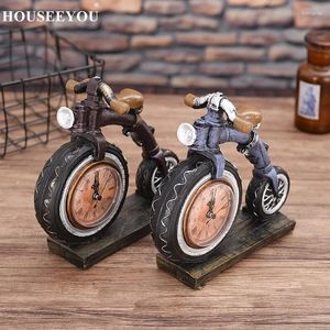 テーブルクロックレトロヨーロッパスタイルのホームクリエイティブオートバイの時計装飾樹脂樹脂の装飾品の誕生日プレゼントプレゼント