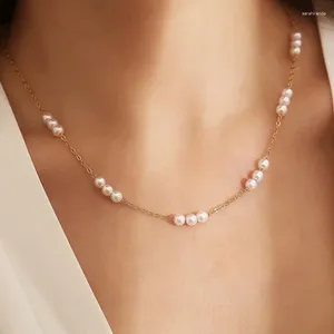 Pendant Necklaces Korean White Imitation Pearl Choker Necklace For Women Elegant Gold Color Beaded Clavicle Chain 2024 Jewelry Gifts