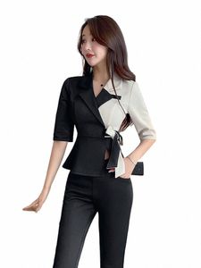 2024 Hotel Waiter Work Clothes Spa Uniform Half ärmar Bastu Fot Bath Uniform Beatician Women Beauty Sal Clothing L63L#