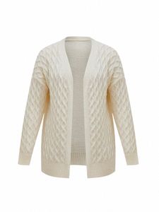 Onelink Wildleder Wolle Beige Weiß Kabelgeflecht Strick Plus Größe Frauen Offene Strickjacke Pullover Übergröße L-3XL Kleidung Herbst Winter 2022 X5qm #