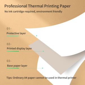 A4 papel térmico compatível com Peripage A40 Impressora térmica Drito rápido Perfeito para recibo de imagem Papagem da web Printing