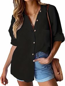 plus Size Womens Butt Down Shirt Casual Lg Sleeve Loose Blouse Tops y9HC#