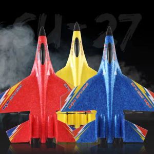 RC Aircraft SU27 Plan 2.4G Radio Control Glider Remote Controlled Fighter Plane Foam Airplane Model Toys for Children Boys