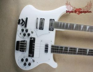 Neue Doppelhals-Bassgitarre, 4-Saiter-Bass und 12-Saiter-Gitarre, weiße E-Gitarre, OEM verfügbar: 2740879