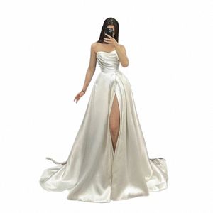 2024 A Line Wedding Dres Strapl Side Split Bridal Gowns Elegant Pleats Sweetheart Wedding Party Sexuality Gowns vestido J7vT#
